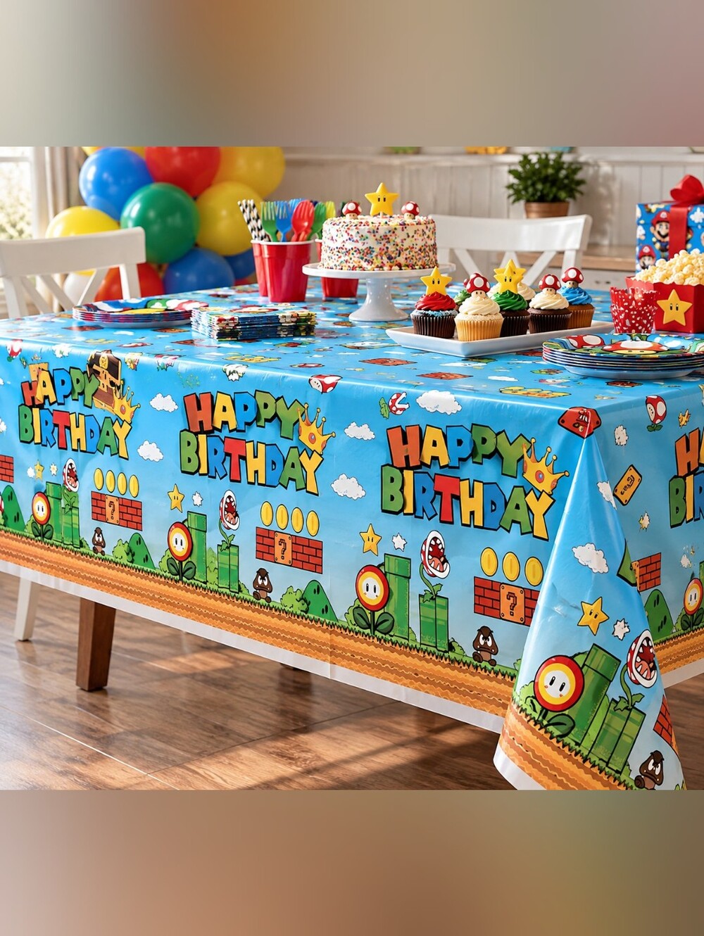 3 Pack Super Brothers Video Game Birthday Party Tablecloths 108" x 54"